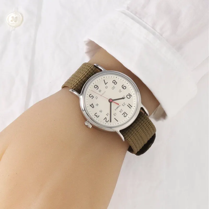 Timex Weekender Cream Numeric Dial Fabric Men's Watch- T2N651